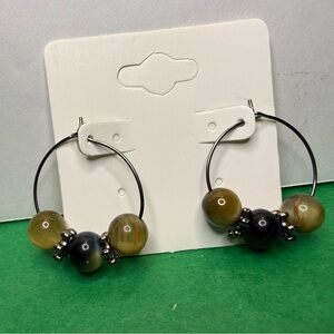 Chic Beaded Hoop Earrings with Gorgeous Picasso Jasper Beads